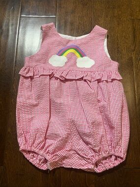 Funtasia Too Dallas baby girl bubble gingham Sz 12M pink/white colors rainbow